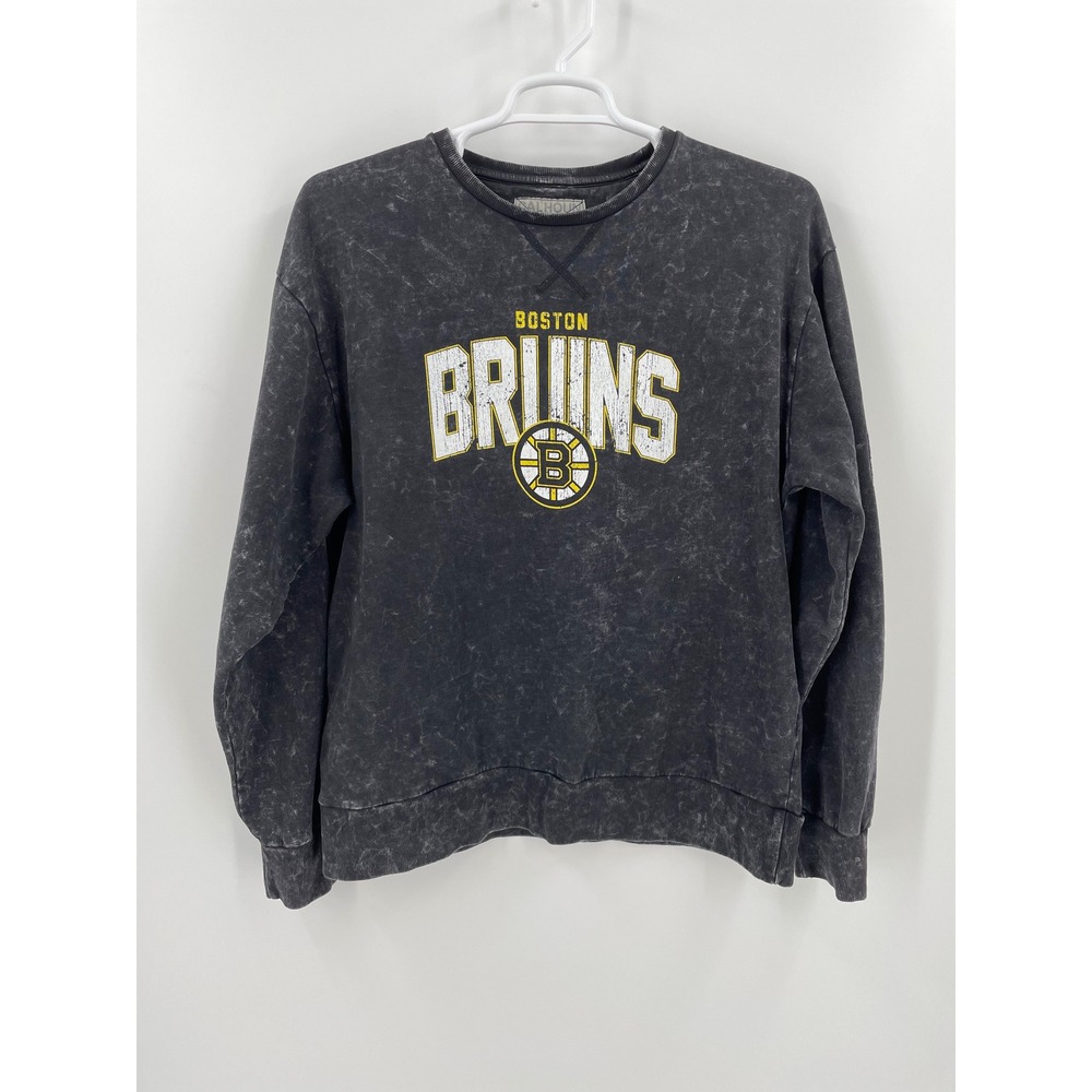 Calhoun Boston Bruins NHL Acid Wash Crewneck Sweatshirt Black L Oversized